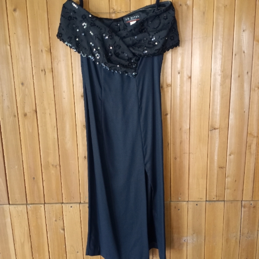 Black Formal dress with sequin design around shoulders Size 5/6 J.R. Nites